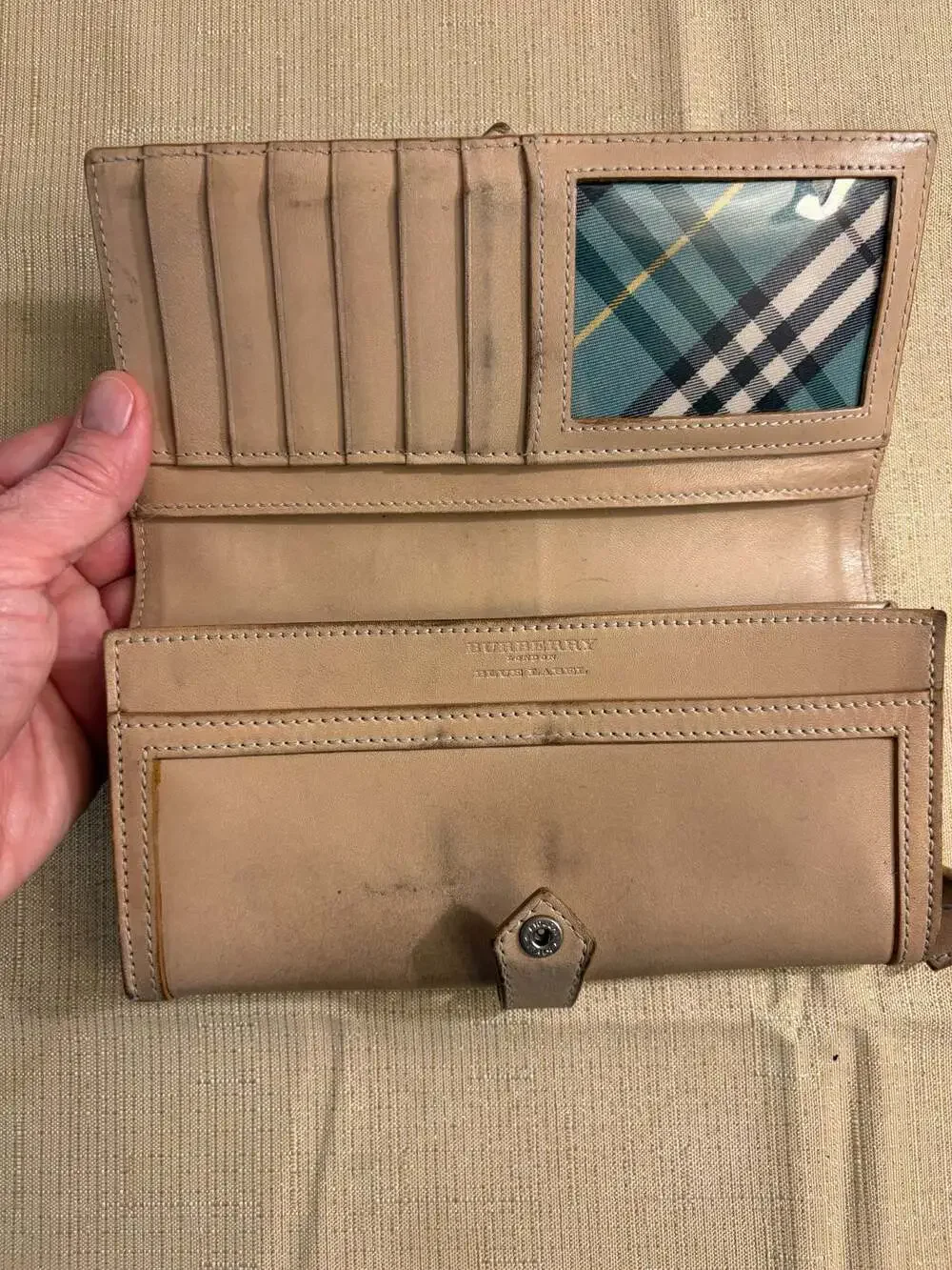 Burberry Blue Label Leather Long Wallet with Nova Check Interior